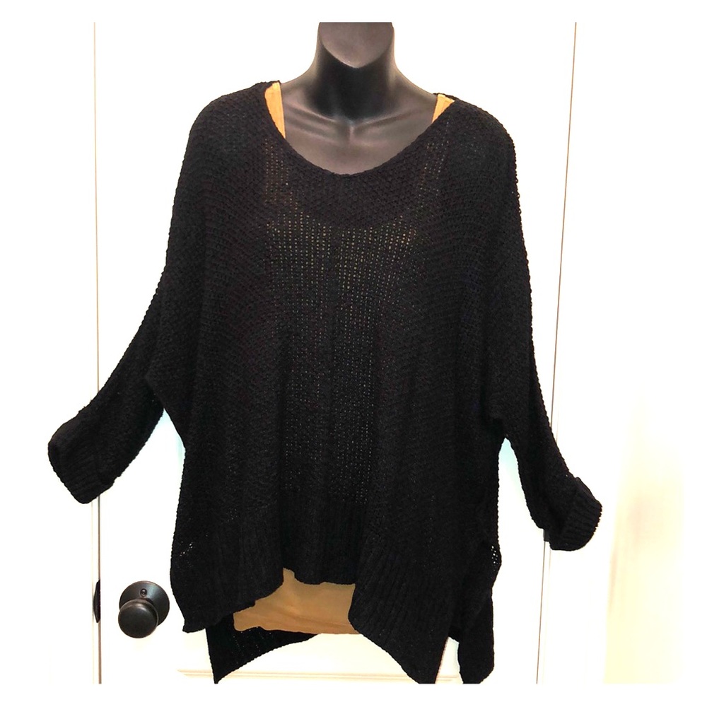 Black Knit Dollman Top NWT Size S/M